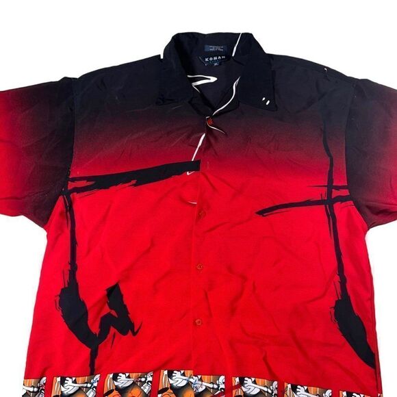 Koman Sport Vintage Y2K Anime Theme Button Down Red / Black Men's XL - Picture 5 of 9